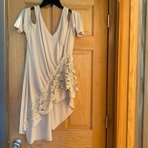 Venus cold shoulder asymmetric top.